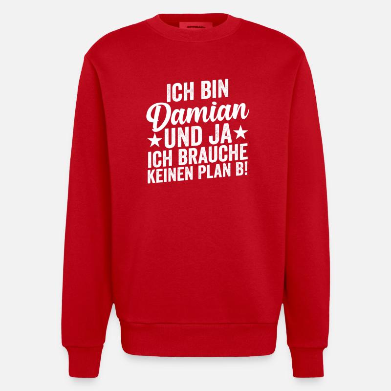 Prénom Damian - Sweat bio épais oversize fabriqué en UE - rouge