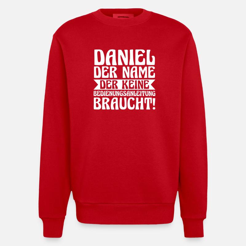 First name Daniel - Heavyweight Oversized Organic Crew Neck Made in EU - red
