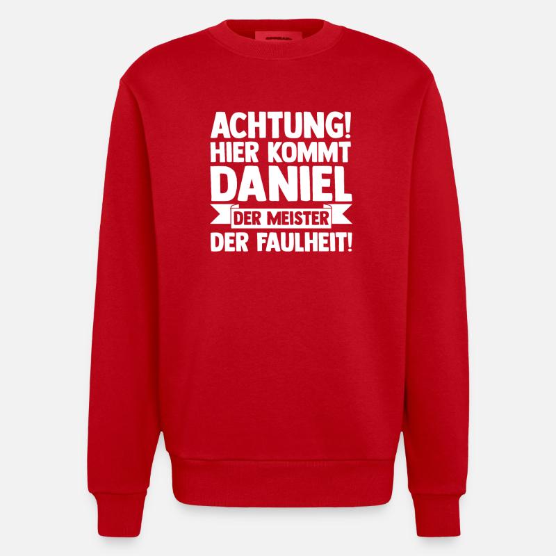 First name Daniel - Heavyweight Oversized Organic Crew Neck Made in EU - red