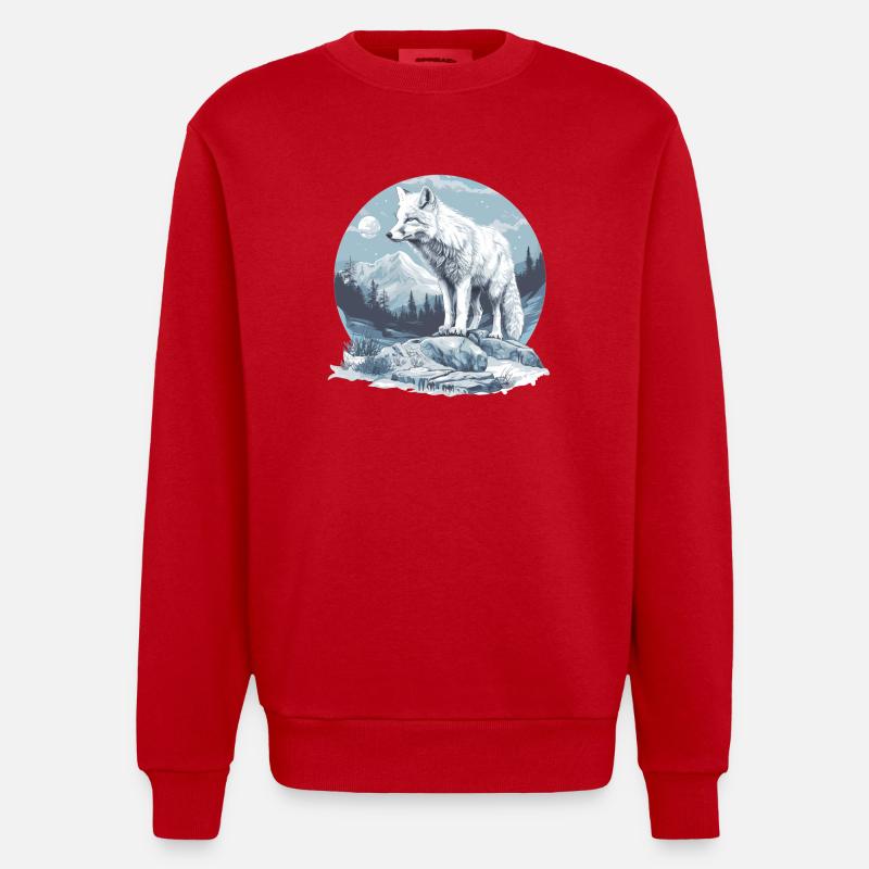 Renard arctique Polarfüchse Polarfuchs - Sweat bio épais oversize fabriqué en UE - rouge