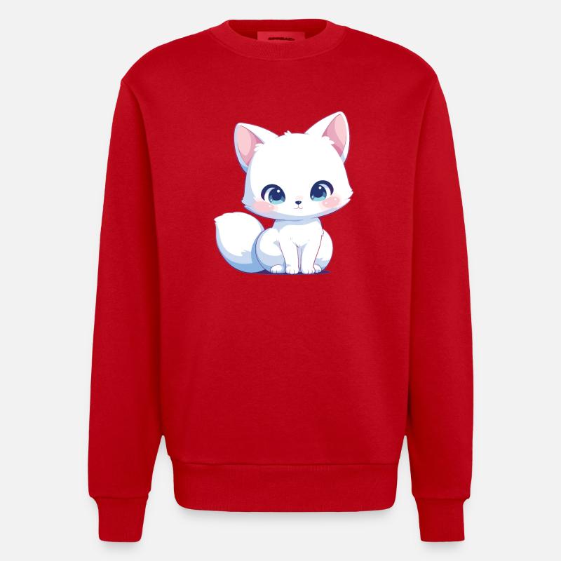 Renard arctique Polarfüchse Polarfuchs - Sweat bio épais oversize fabriqué en UE - rouge