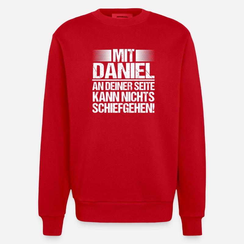First name Daniel - Heavyweight Oversized Organic Crew Neck Made in EU - red