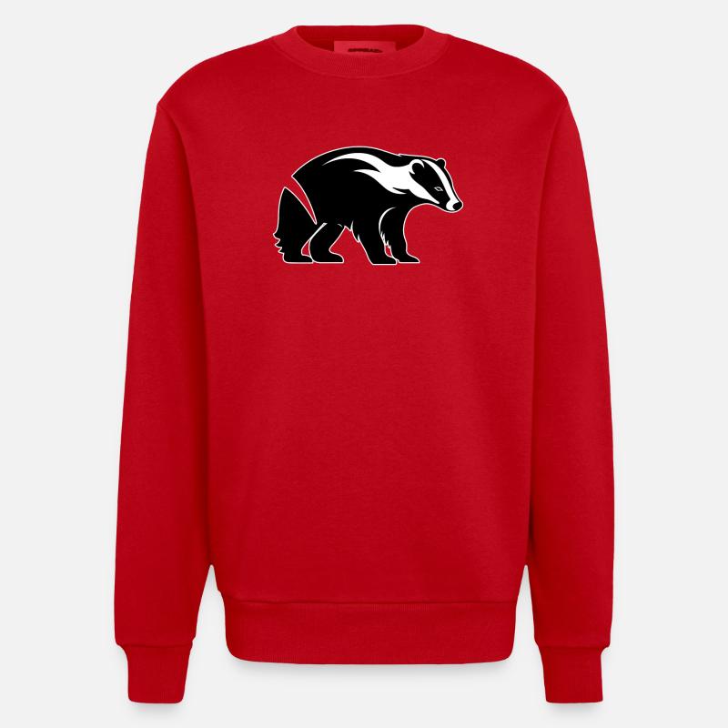 Badger Dachse Dachs - Heavyweight Oversized Organic Crew Neck Made in EU - Rot