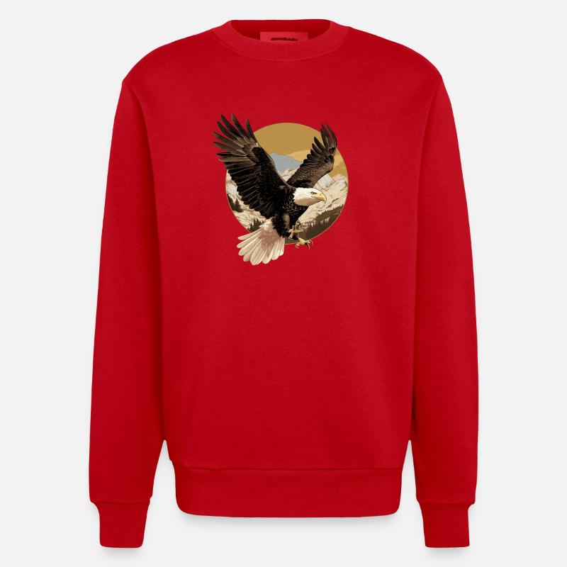 Pygargue à tête blanche Weißkopfseeadler - Sweat bio épais oversize fabriqué en UE - rouge