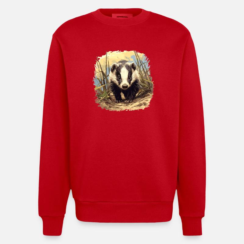 Blaireau Dachse Dachs - Sweat bio épais oversize fabriqué en UE - rouge