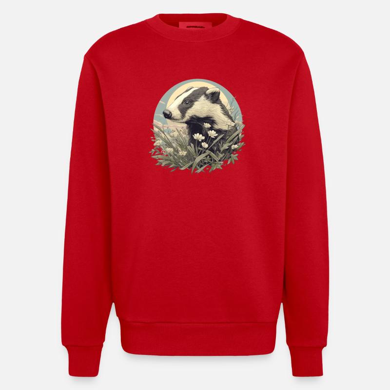 Blaireau Dachse Dachs - Sweat bio épais oversize fabriqué en UE - rouge