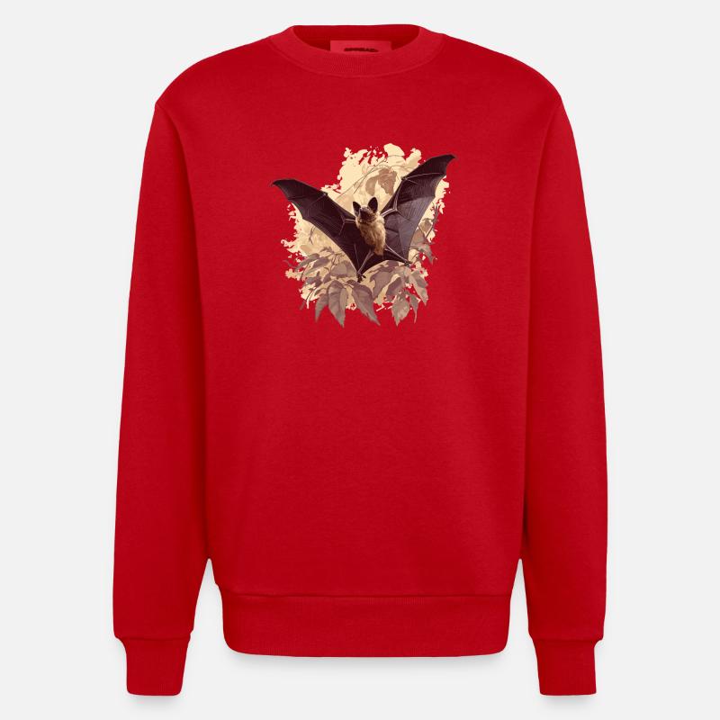 Bat Bats Bat - Heavyweight Oversized Organic Crew Neck Made in EU - red