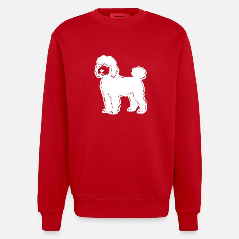 Poodle Hund Silhouette - Heavyweight Oversized Organic Crew Neck Made in EU - Rot