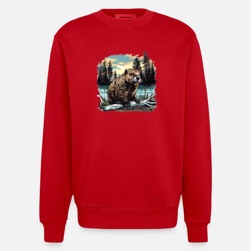 Beaver Biber - Sweat bio épais oversize fabriqué en UE - rouge
