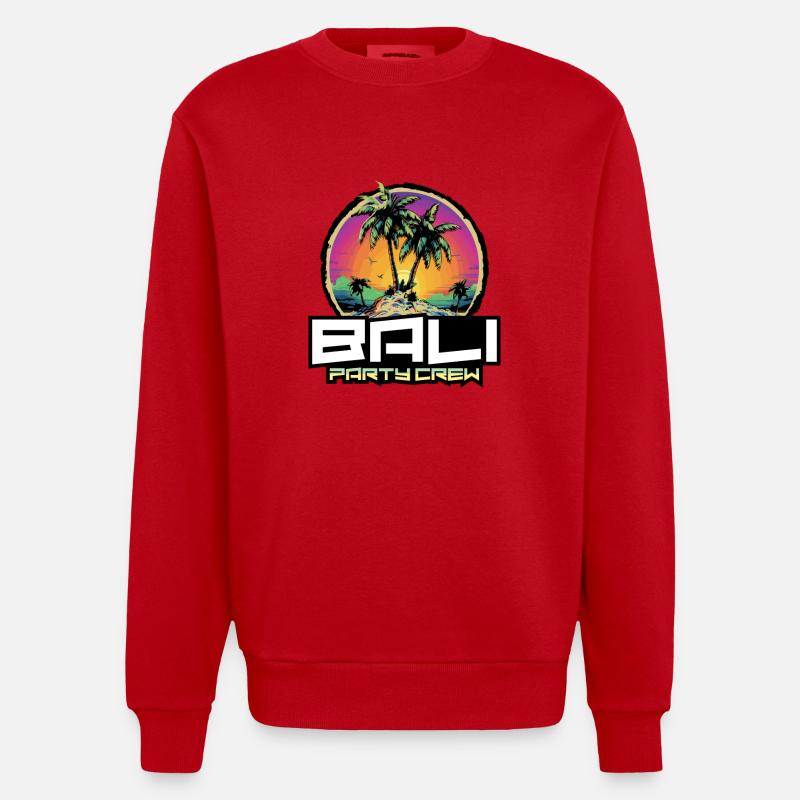 Vacances à Bali Party Crew - Sweat bio épais oversize fabriqué en UE - rouge