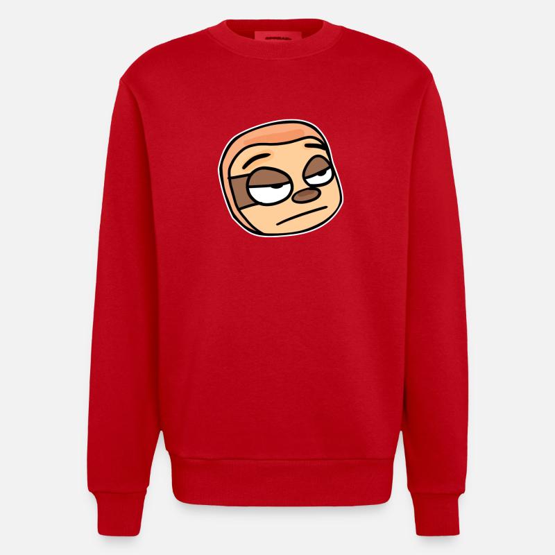 Faultier Kopf Tier - Heavyweight Oversized Organic Crew Neck Made in EU - Rot