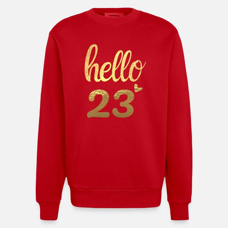 Hello 23 doré - Sweat bio épais oversize fabriqué en UE - rouge