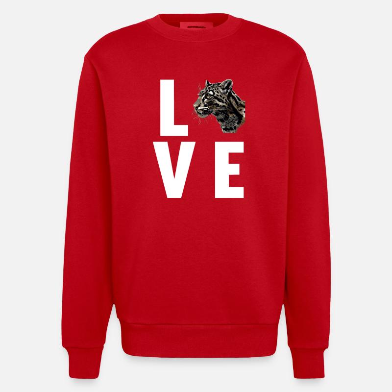 Clouded Leopard Nebelparder - Heavyweight Oversized Organic Crew Neck Made in EU - red