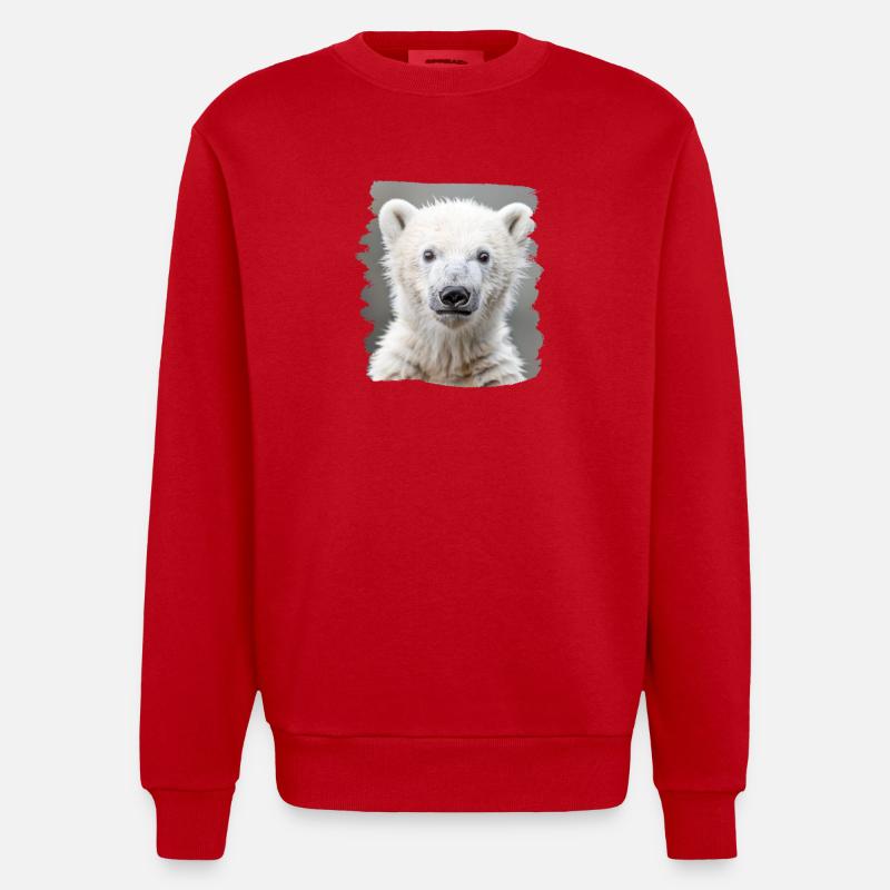 Polar Bear Eisbären Eisbär - Heavyweight Oversized Organic Crew Neck Made in EU - Rot
