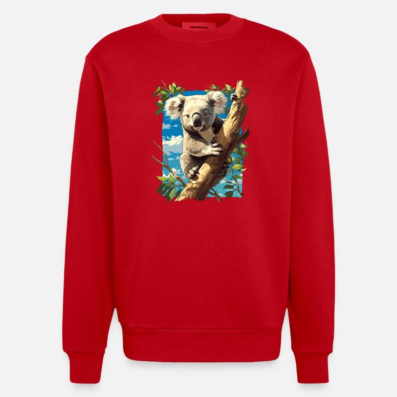Koalas Koala - Heavyweight Oversized Organic Crew Neck Made in EU - red