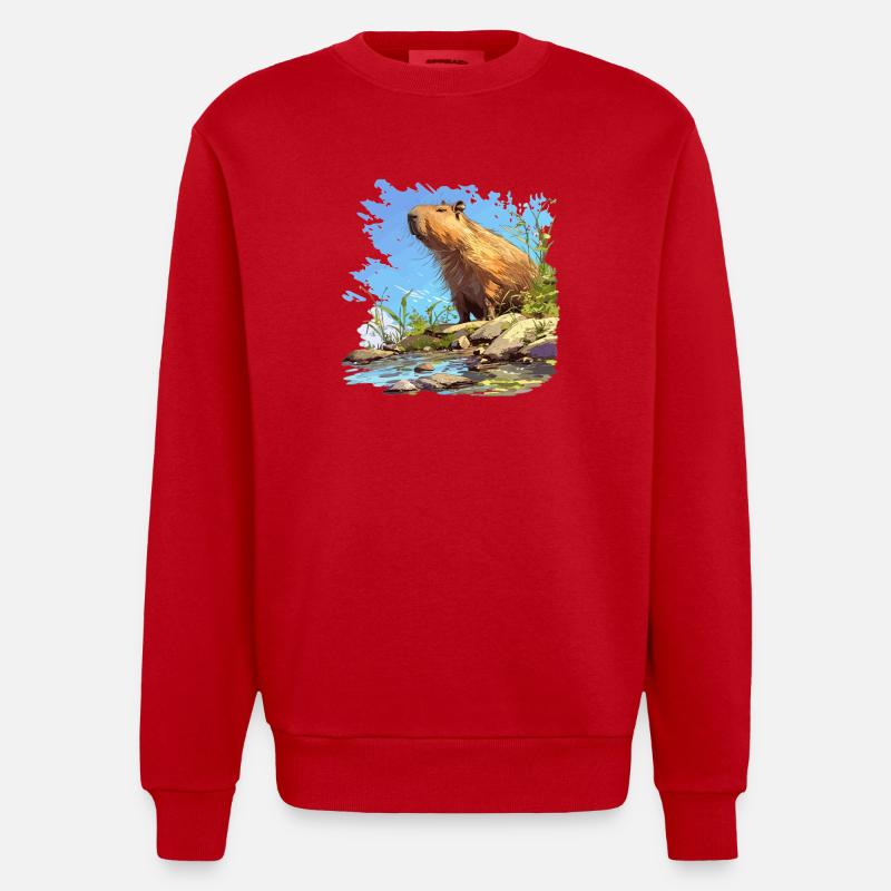 Capybaras Capybara - Sweat bio épais oversize fabriqué en UE - rouge