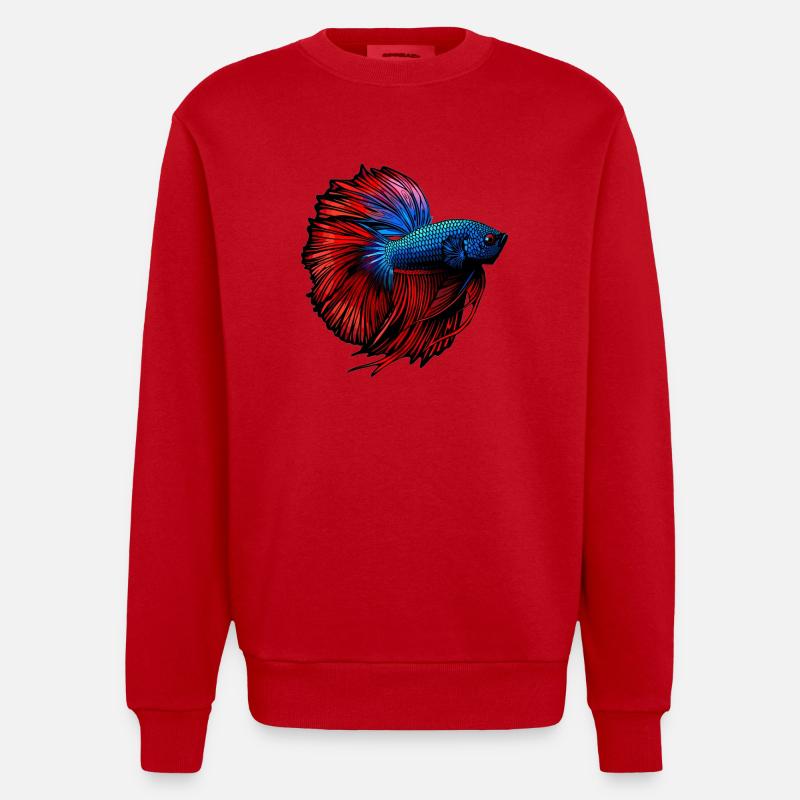 Bettas Betta Poisson Betta - Sweat bio épais oversize fabriqué en UE - rouge