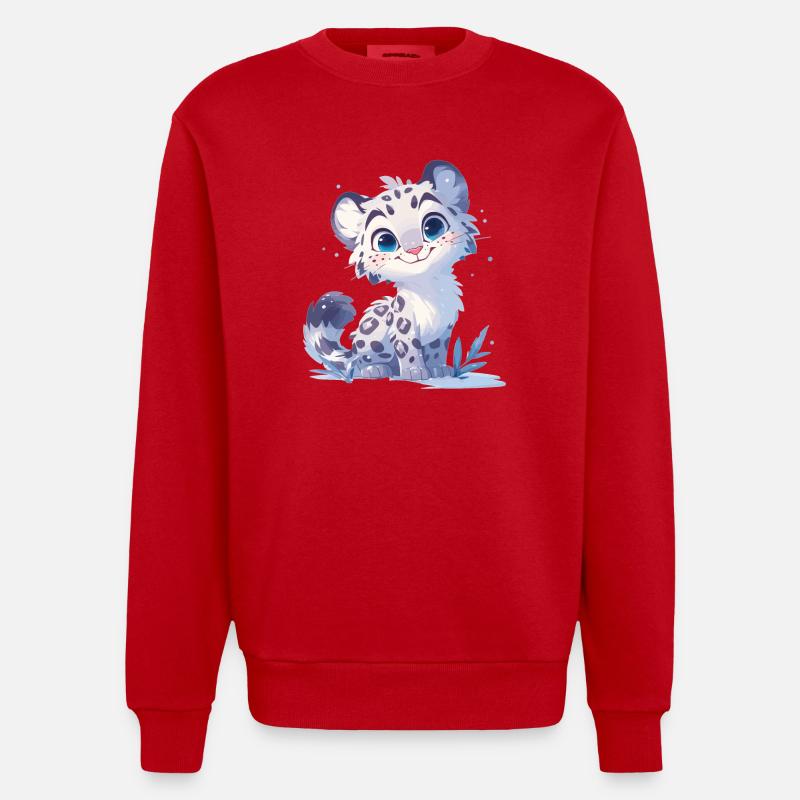 Snow Leopard Schneeleoparden Schneeleopard - Heavyweight Oversized Organic Crew Neck Made in EU - red