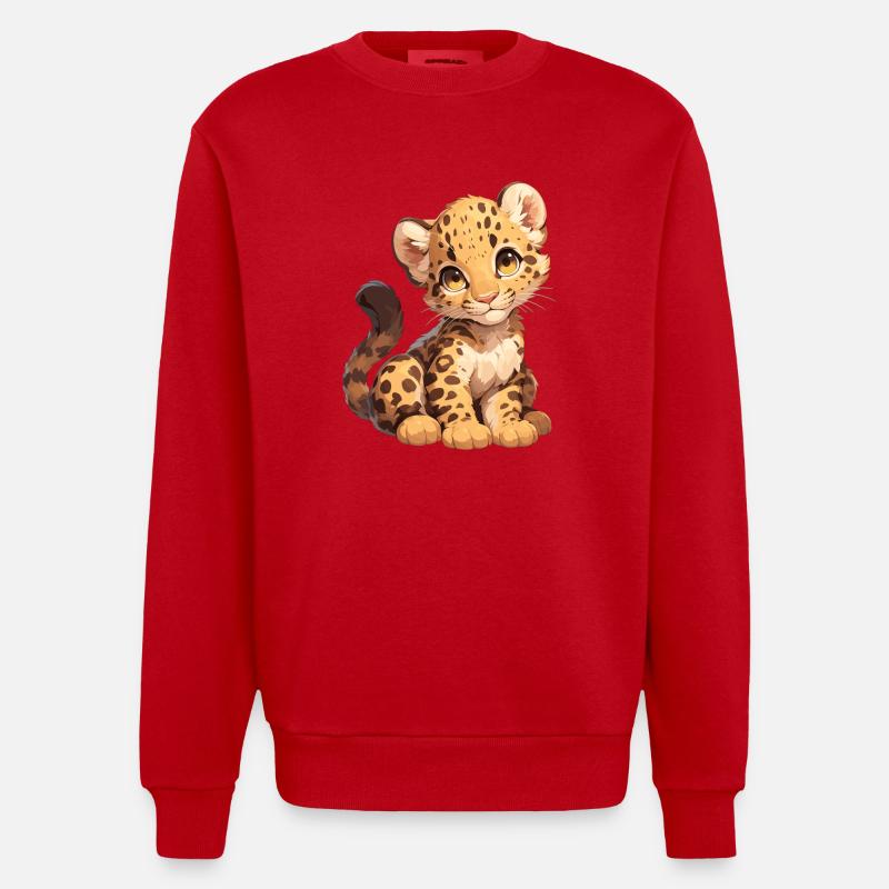 Léopard léopard - Sweat bio épais oversize fabriqué en UE - rouge