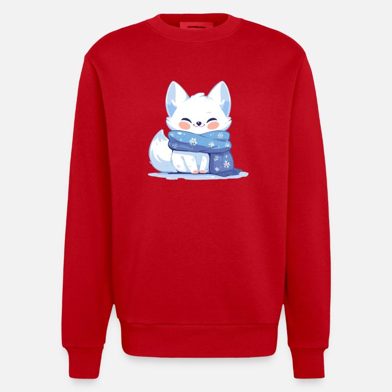 Arctic Fox Polarfüchse Polarfuchs - Heavyweight Oversized Organic Crew Neck Made in EU - red