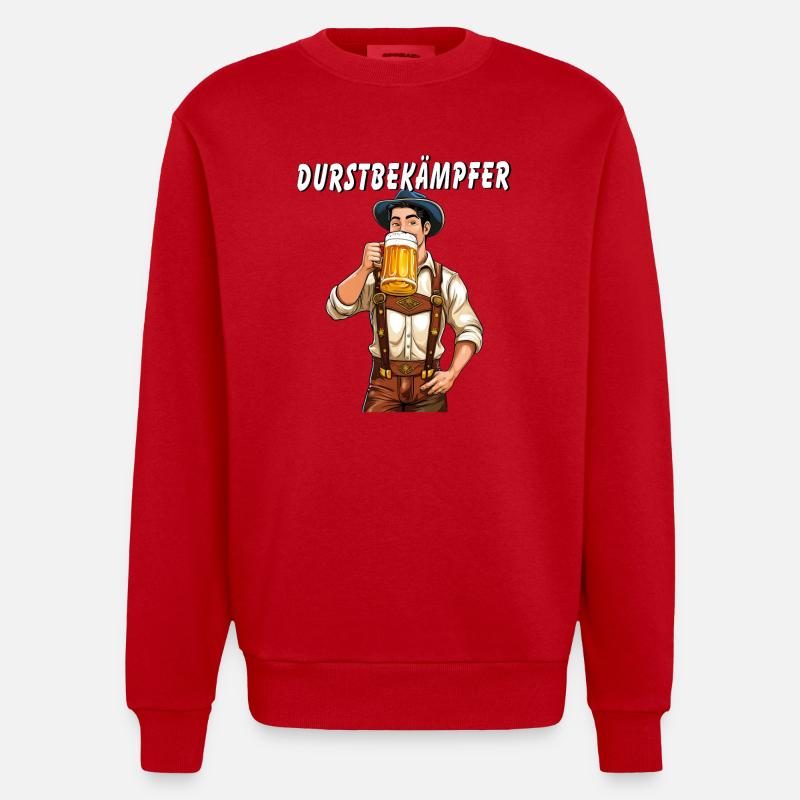 MANN Bier DURSTBEKÄMPFER - Heavyweight Oversized Organic Crew Neck Made in EU - Rot