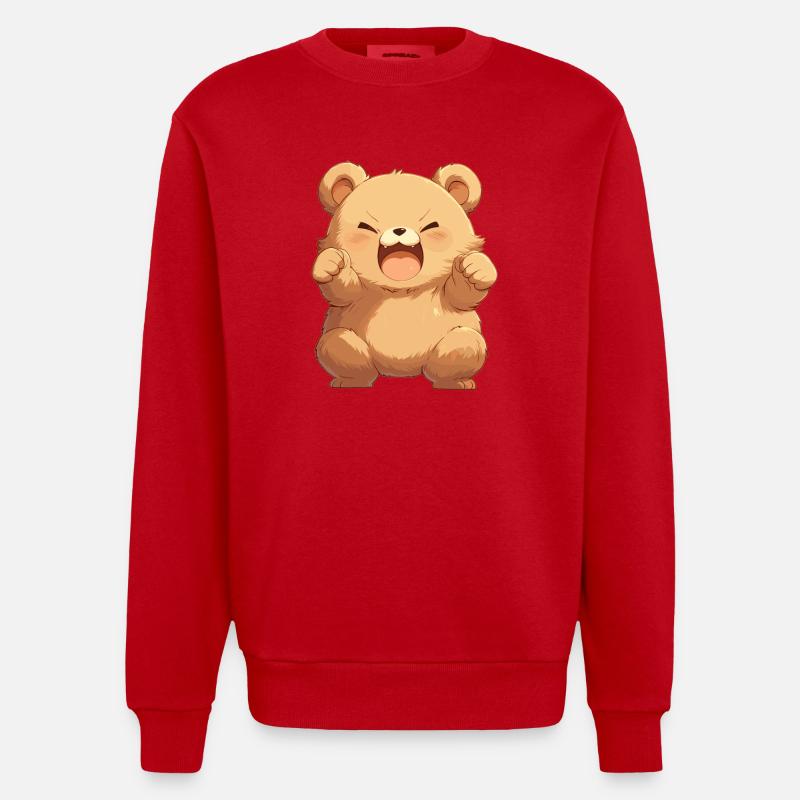 Ours Bären Bär - Sweat bio épais oversize fabriqué en UE - rouge