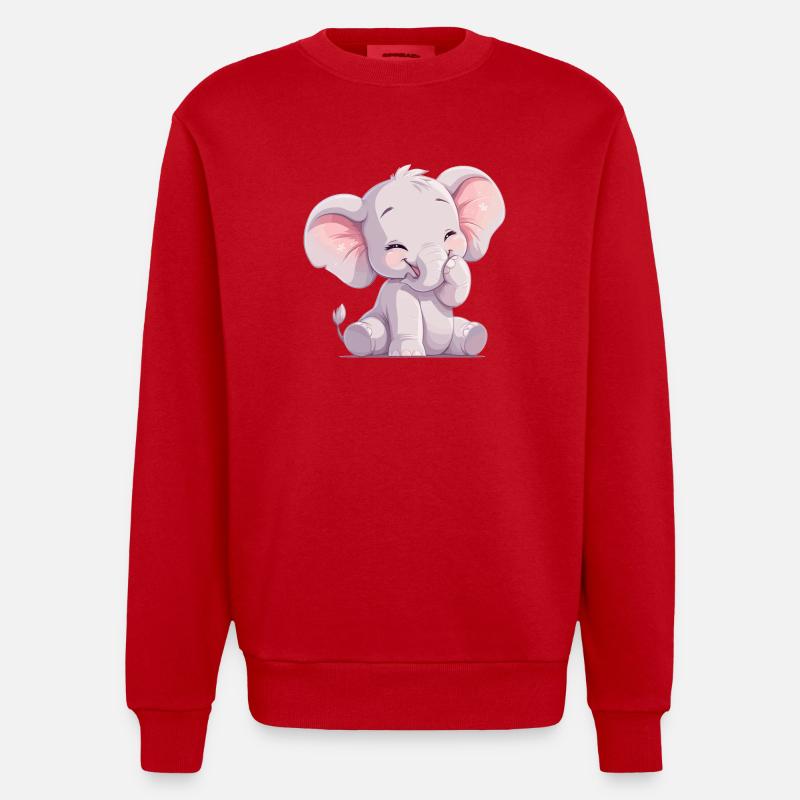 Elephant Elefanten Elefant - Sweat bio épais oversize fabriqué en UE - rouge