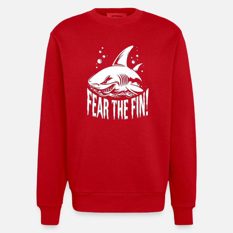 REQUIN, PEUR DE L’AILERON - Sweat bio épais oversize fabriqué en UE - rouge