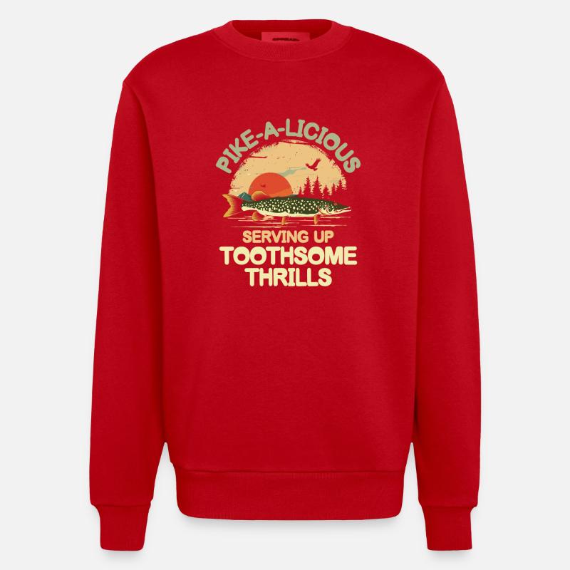 Pike-a-licious Serving Up Toothsome Thrills - Heavyweight Oversized Organic Crew Neck Made in EU - Rot