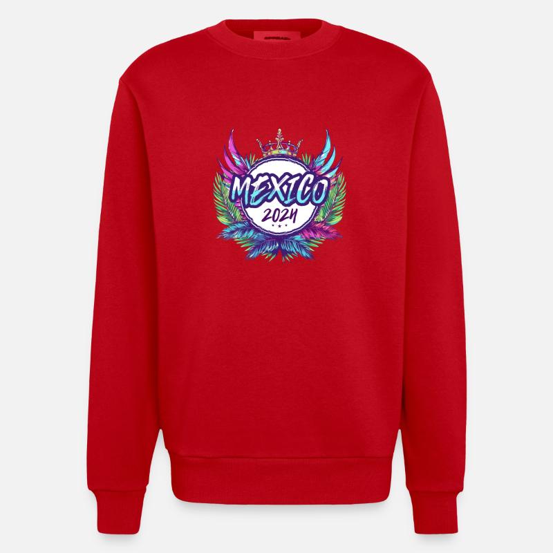 Mexiko 2024 Bunt - Heavyweight Oversized Organic Crew Neck Made in EU - Rot