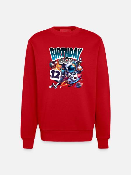 Astronaut 12th Birthday Space - Heavyweight Oversized Organic Crew Neck Made in EU - red