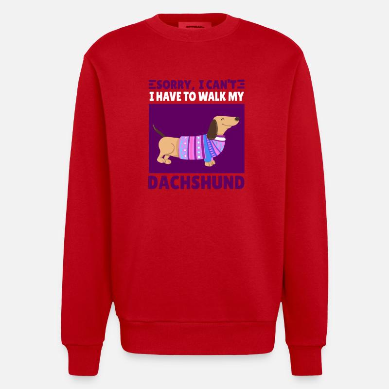 Lustiger Dackel Spruch Dachshund Geschenk - Heavyweight Oversized Organic Crew Neck Made in EU - Rot