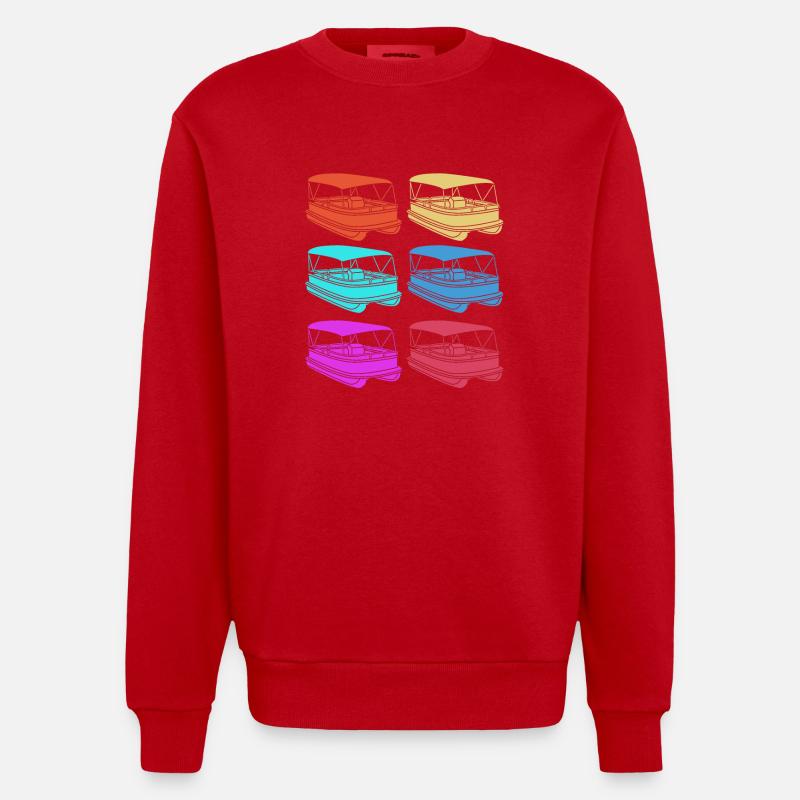 Pontonboot Boot Boote - Heavyweight Oversized Organic Crew Neck Made in EU - Rot