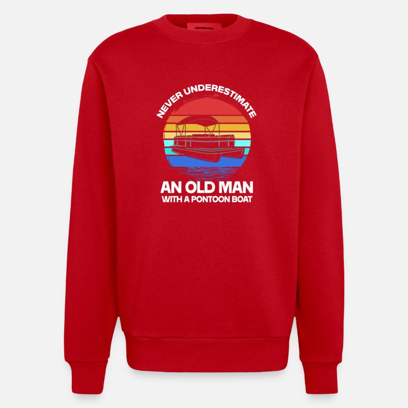 Pontonboot Boot Boote - Heavyweight Oversized Organic Crew Neck Made in EU - Rot