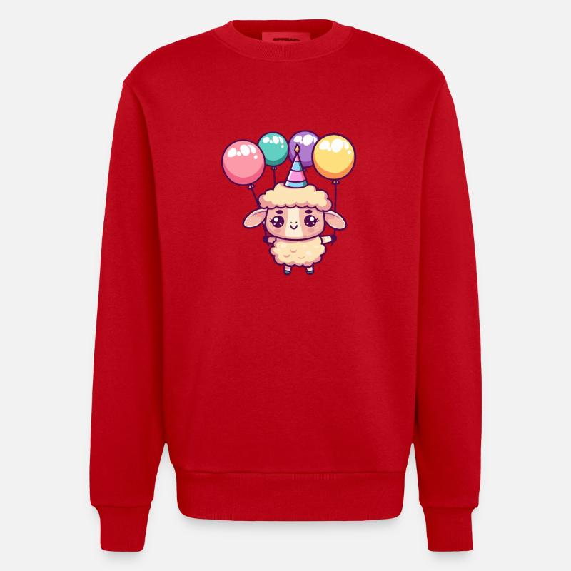 Bande dessinée d’anniversaire de mouton - Sweat bio épais oversize fabriqué en UE - rouge