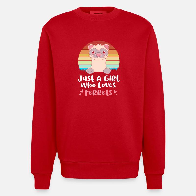 Frettchen - Heavyweight Oversized Organic Crew Neck Made in EU - Rot