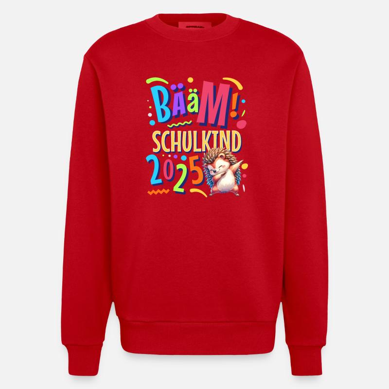 Bääm Écolier 2025 Dabbing Hérisson - Sweat bio épais oversize fabriqué en UE - rouge