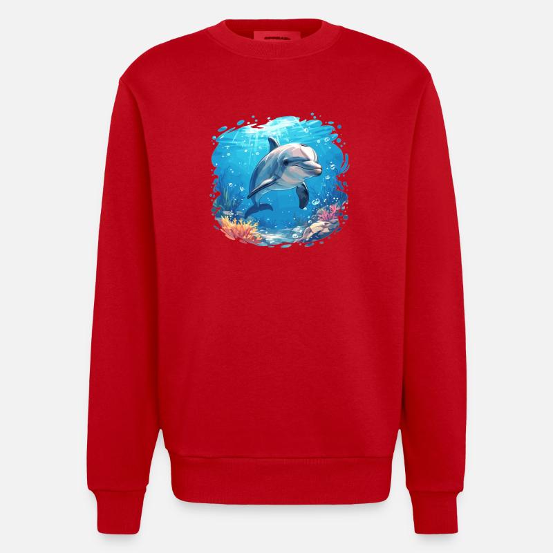 Dauphin Dauphins Dauphin - Sweat bio épais oversize fabriqué en UE - rouge