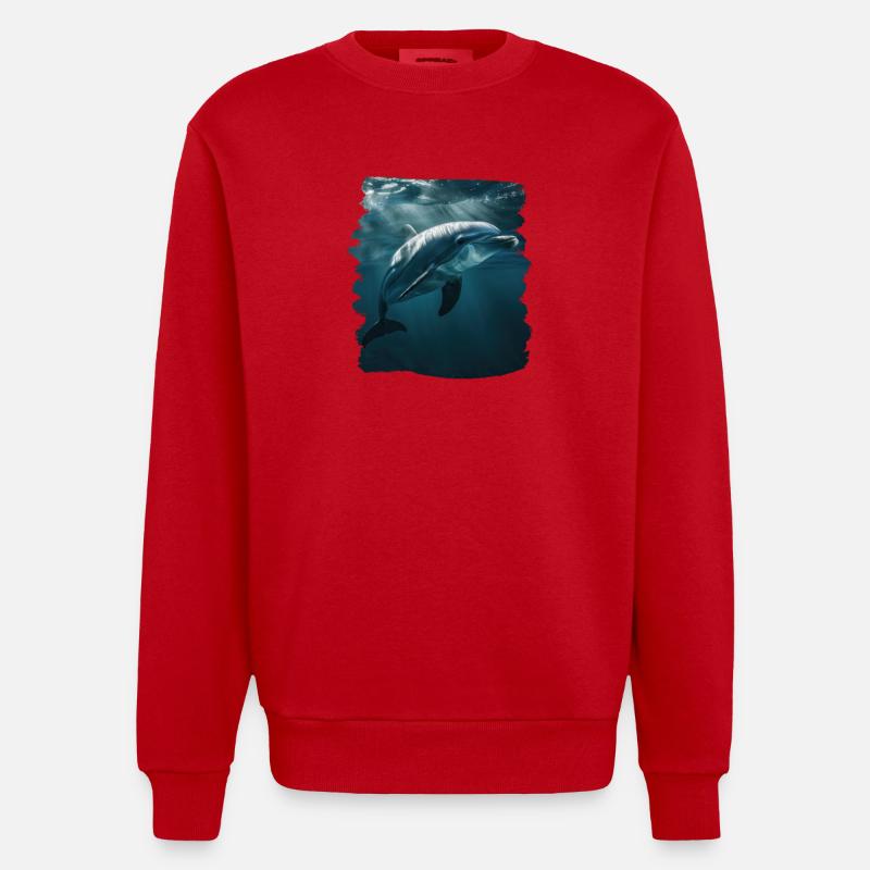 Dauphin Dauphins Dauphin - Sweat bio épais oversize fabriqué en UE - rouge