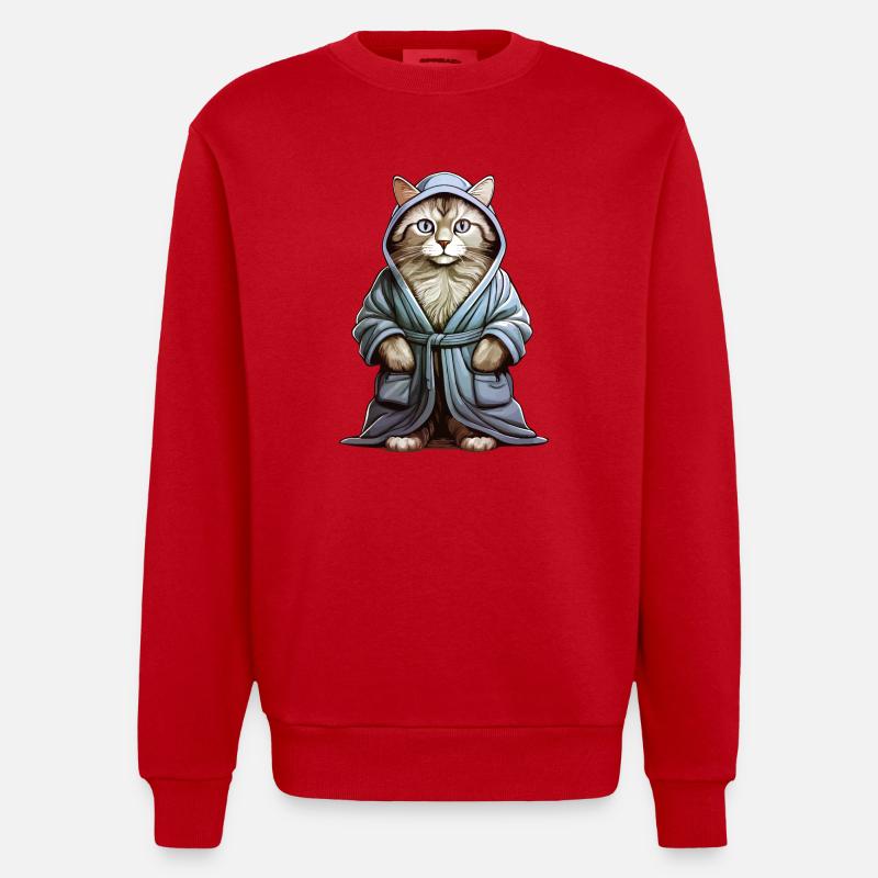 KATZE BADEMANTEL - Heavyweight Oversized Organic Crew Neck Made in EU - Rot