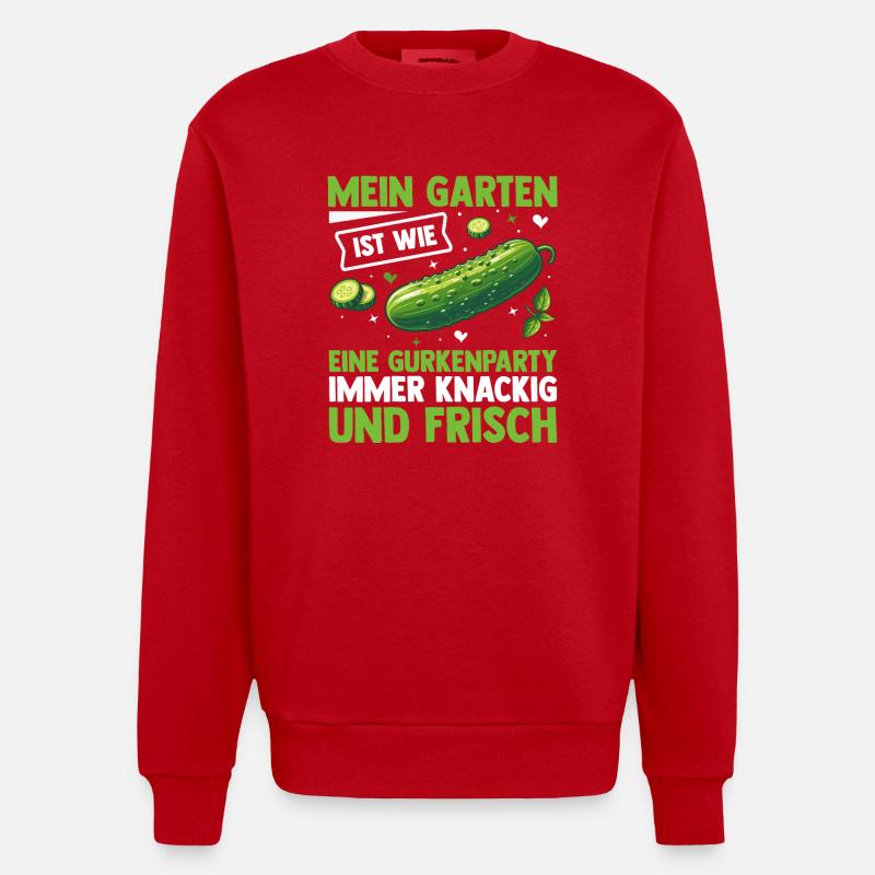 Gärtner Gurke Bauer Garten - Heavyweight Oversized Organic Crew Neck Made in EU - Rot