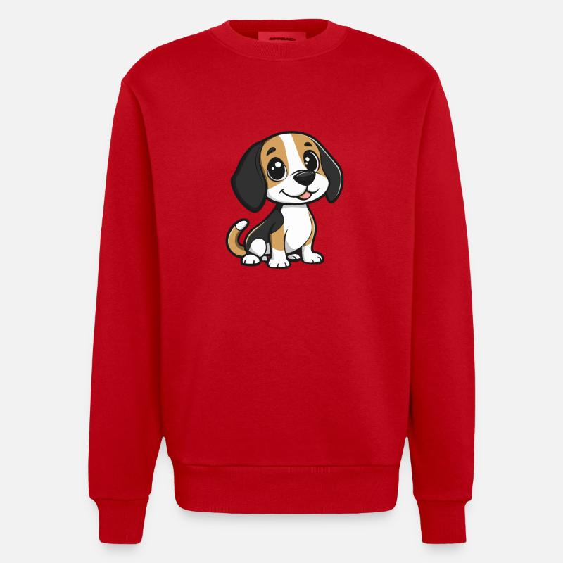 Beagle Hund Comic Niedlich - Heavyweight Oversized Organic Crew Neck Made in EU - Rot