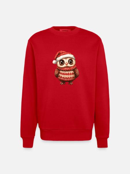 Owl Christmas Comic - Heavyweight Oversized Organic Crew Neck Made in EU - red