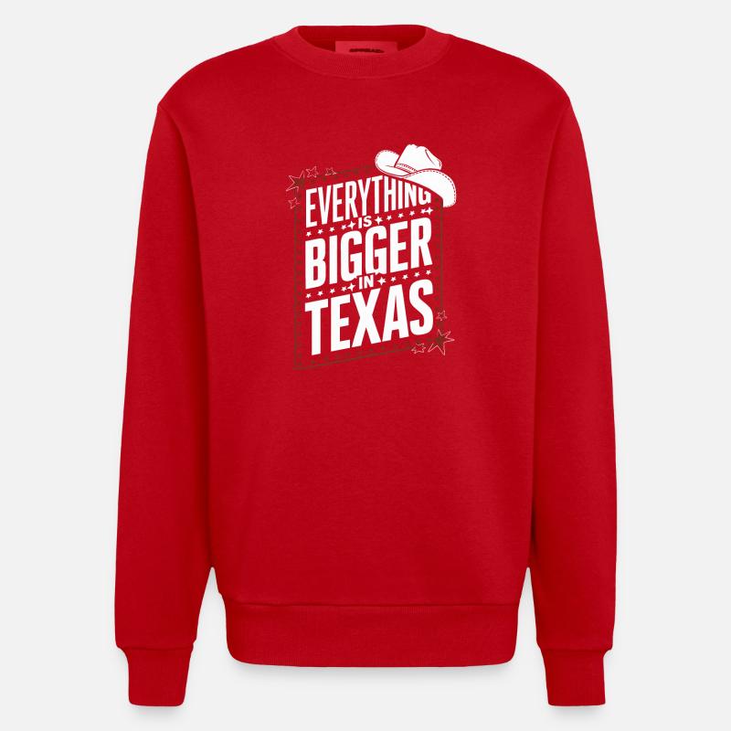 Texas State Texans Texas - Heavyweight Oversized Organic Crew Neck Made in EU - red