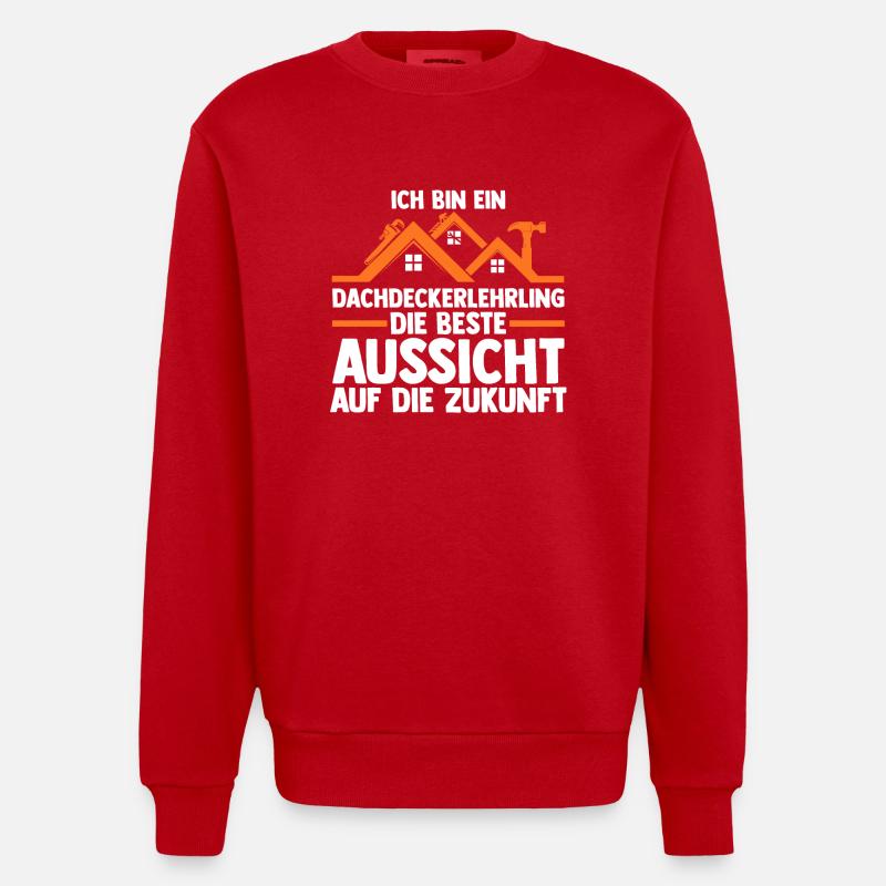 Roofing training apprentice Auzbi roofer - Heavyweight Oversized Organic Crew Neck Made in EU - red