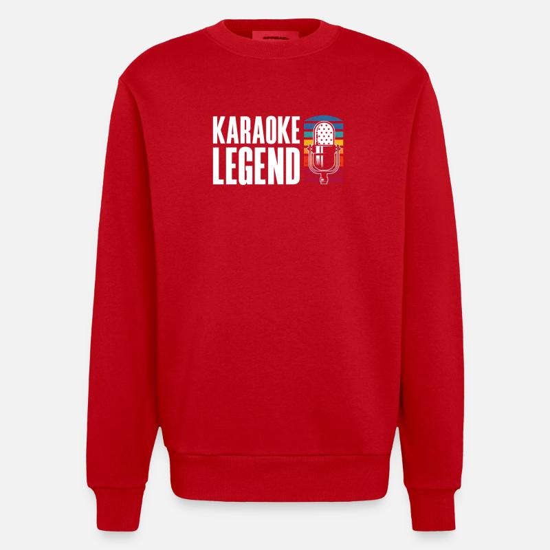 Karaoke Legend Microphone Retro - Heavyweight Oversized Organic Crew Neck Made in EU - red