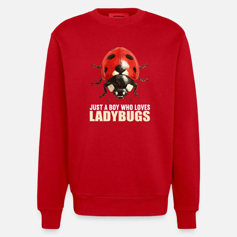 Ladybug Marienkäfer - Heavyweight Oversized Organic Crew Neck Made in EU - red