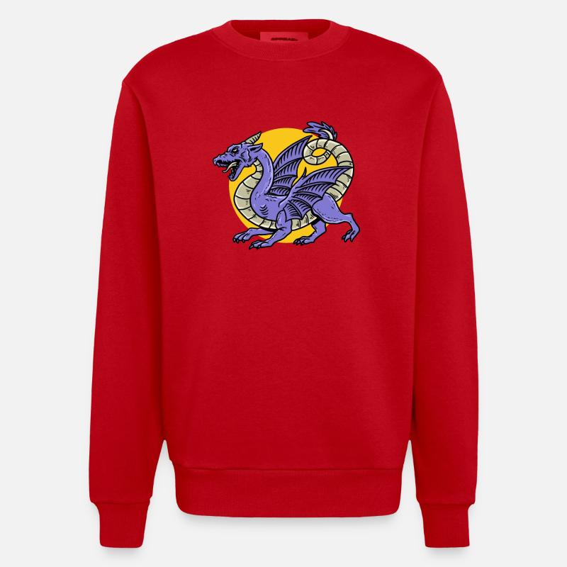 Fantasy RPG Dragon Magic Dungeon - Sweat bio épais oversize fabriqué en UE - rouge