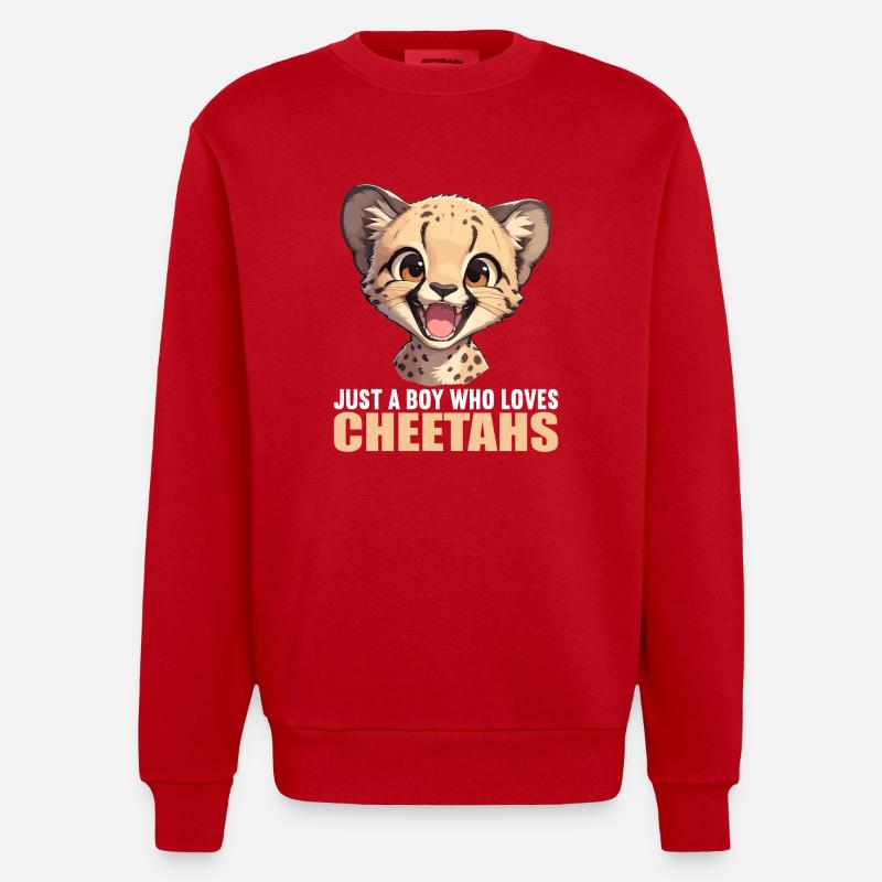 Guépard Geparde Gepard - Sweat bio épais oversize fabriqué en UE - rouge