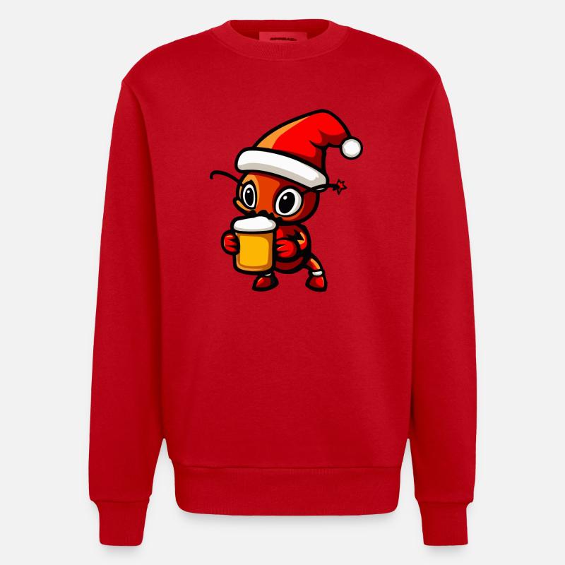 Fourmi Bière Noël Noël - Sweat bio épais oversize fabriqué en UE - rouge